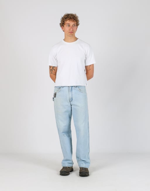 Vintage Wrangler 32x32 denim carpenter jeans in light blue