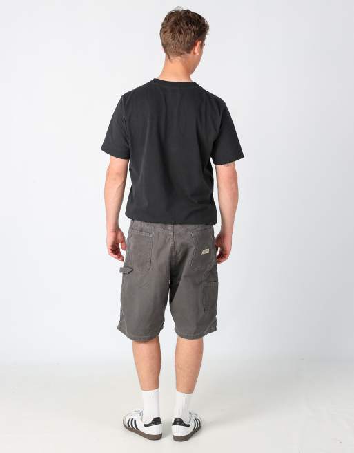 Vintage Wrangler 32x34 canvas carpenter baggy shorts in charcoal grey, 3 of 4