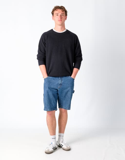 Vintage Wrangler 33x20 Denim Carpenter Baggy Jorts Shorts Navy Blue