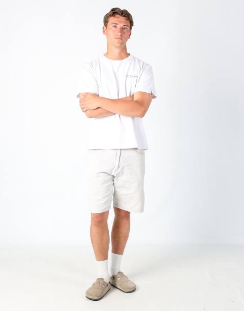 Vintage Wrangler 33x21 canvas carpenter baggy shorts in ivory - view 1