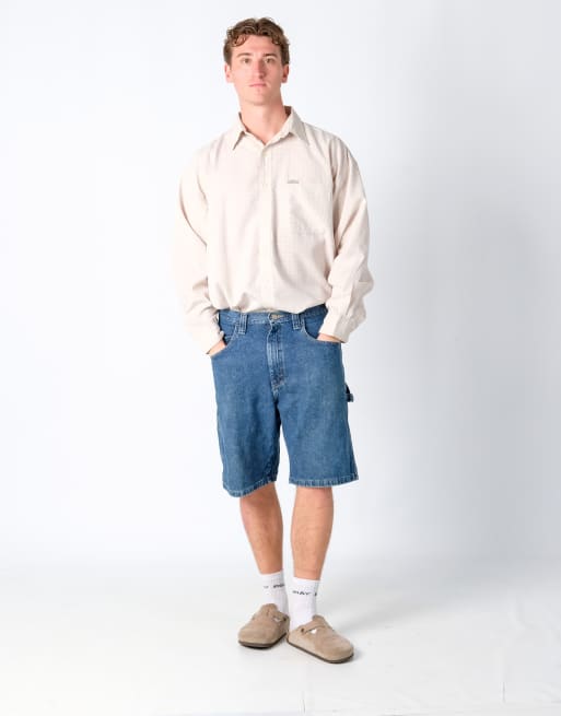 Vintage Wrangler 33x21 Denim Carpenter Baggy Jorts Shorts Blue