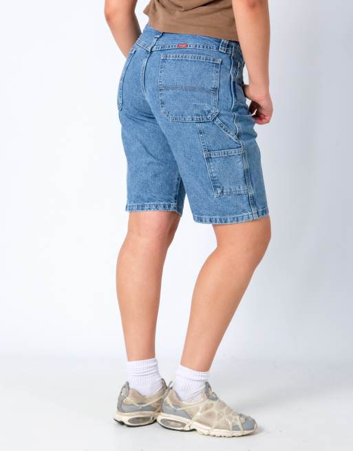 Vintage Wrangler 33x21 Denim Carpenter Baggy Jorts Shorts Light Blue