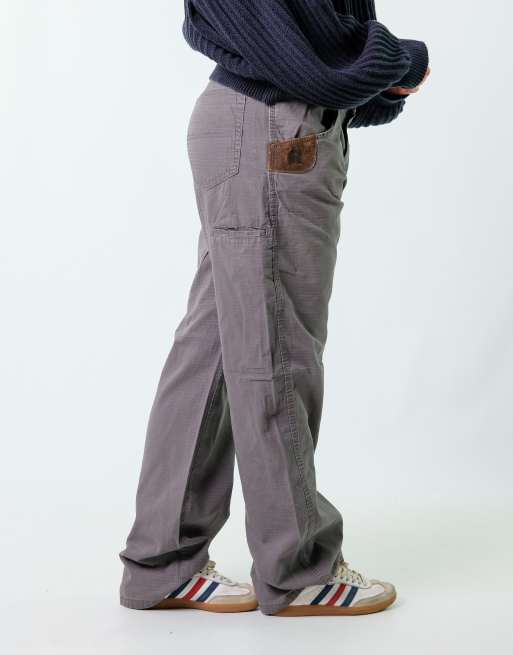 Vintage Wrangler 33x32 Canvas Carpenter Baggy Jeans Charcoal Grey
