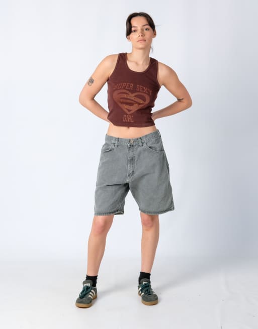 Vintage Wrangler 34x18 Denim Jorts Shorts Khaki Green