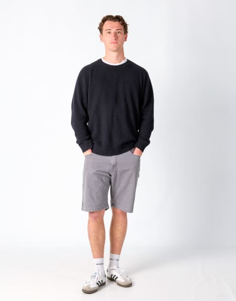 Vintage Wrangler 34x20 Canvas Carpenter Baggy Shorts Grey - view 1