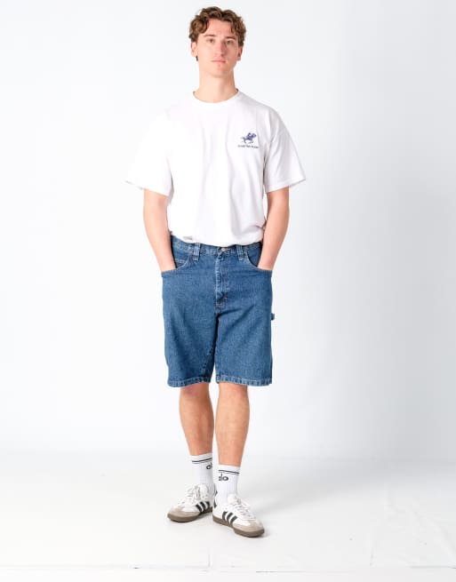 Vintage Wrangler 34x20 Denim Carpenter Baggy Jorts Shorts Blue
