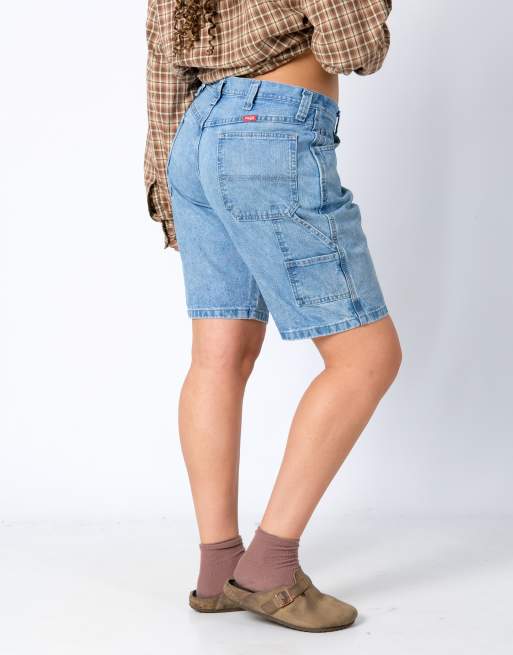 Vintage Wrangler 34x20 Denim Carpenter Baggy Jorts Shorts Light Blue, 2 of 4