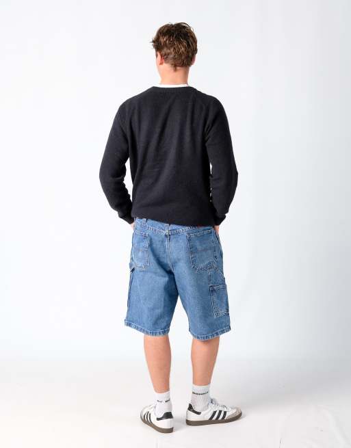 Vintage Wrangler 34x20 Denim Carpenter Baggy Jorts Shorts Light Blue