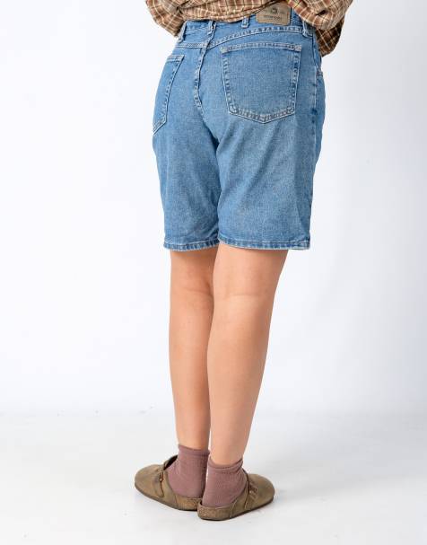 Vintage Wrangler 34x20 Denim Carpenter Baggy Jorts Shorts Light Blue - view 1