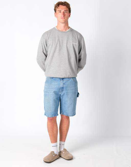 Vintage Wrangler 34x20 Denim Carpenter Baggy Jorts Shorts Light Blue