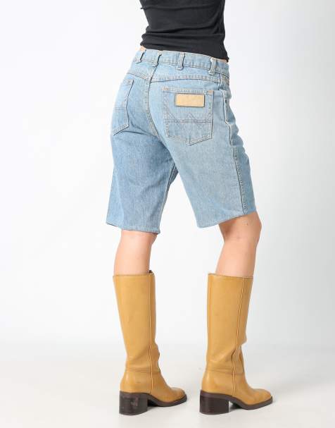 Vintage Wrangler 34x20 denim jorts shorts in light blue - view 1