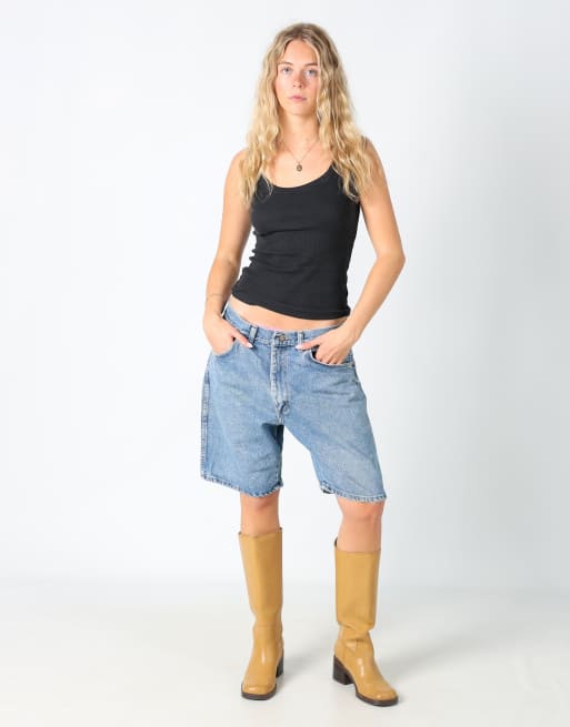 Vintage Wrangler 34x20 denim jorts shorts in light blue