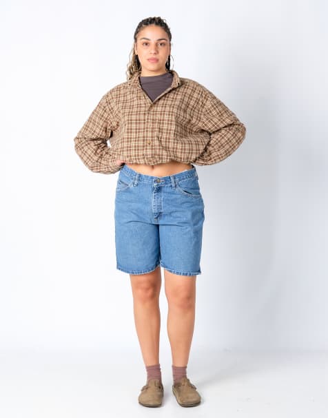 Vintage Wrangler 34x20 Denim Jorts Shorts Light Blue - view 1