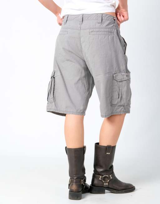Vintage Wrangler 34x21 Canvas Cargo Shorts Grey