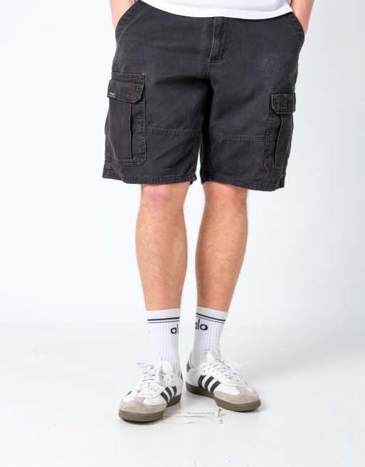 Vintage Wrangler 34x21 Canvas Carpenter Baggy Shorts Black