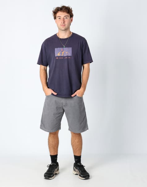 Vintage Wrangler 34x21 canvas carpenter baggy shorts charcoal grey - view 1