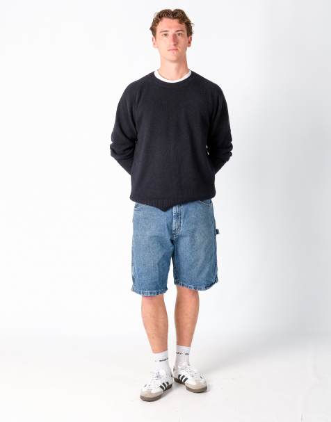 Vintage Wrangler 34x21 Denim Carpenter Baggy Jorts Shorts Blue - view 1
