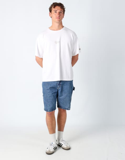 Vintage Wrangler 34x21 denim carpenter baggy jorts shorts blue - view 1