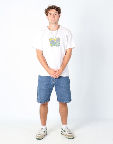 Vintage Wrangler 34x21 denim carpenter baggy jorts shorts in blue - view 1