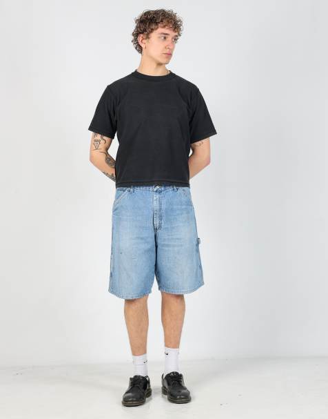 Vintage Wrangler 34x21 denim carpenter baggy jorts shorts in blue - view 1