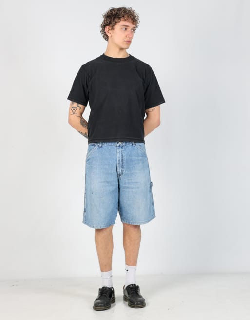 Vintage Wrangler 34x21 denim carpenter baggy jorts shorts in blue, 1 of 4