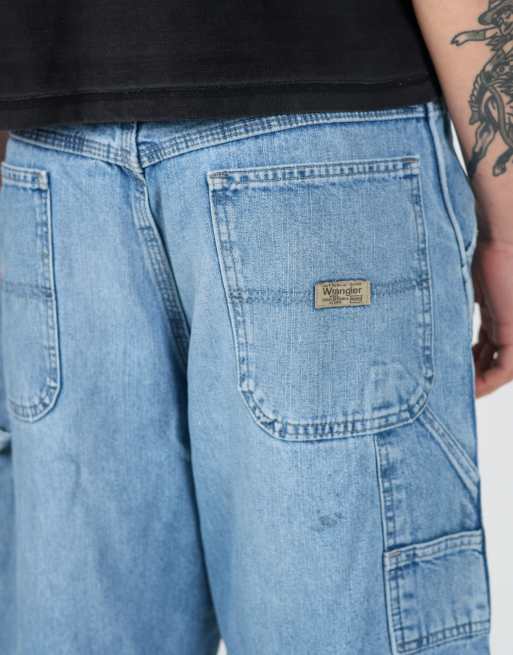 Vintage Wrangler 34x21 denim carpenter baggy jorts shorts in blue, 4 of 4