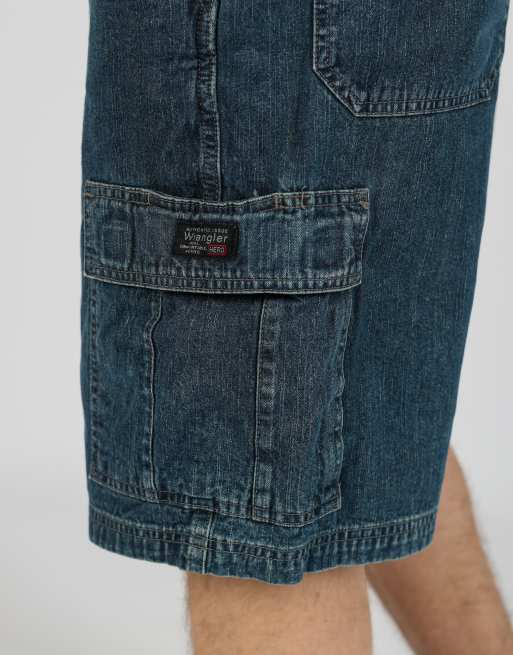 Vintage Wrangler 34x21 denim carpenter baggy jorts shorts in blue, 4 of 4