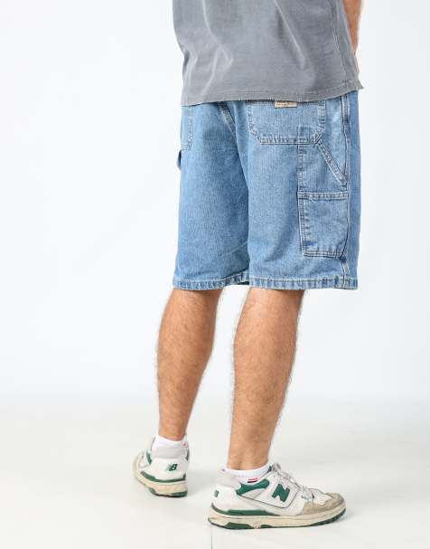 Vintage Wrangler 34x21 denim carpenter baggy jorts shorts in light blue - view 1
