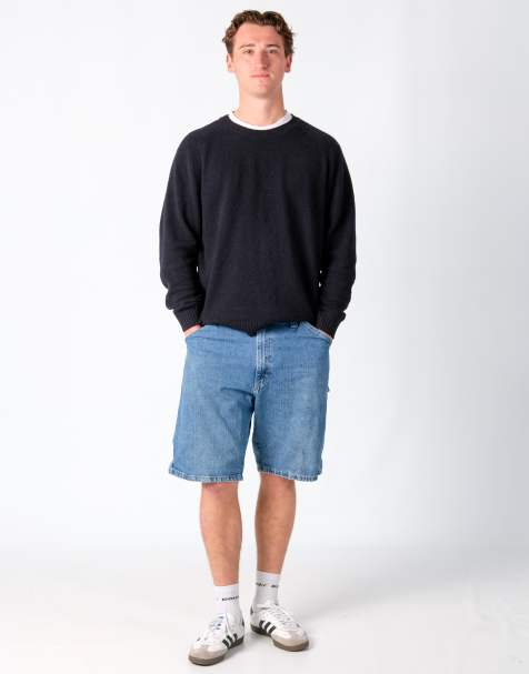 Vintage Wrangler 34x21 Denim Carpenter Baggy Jorts Shorts Light Blue - view 1