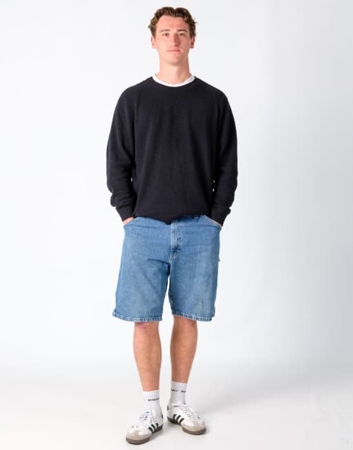 Vintage Wrangler 34x21 Denim Carpenter Baggy Jorts Shorts Light Blue