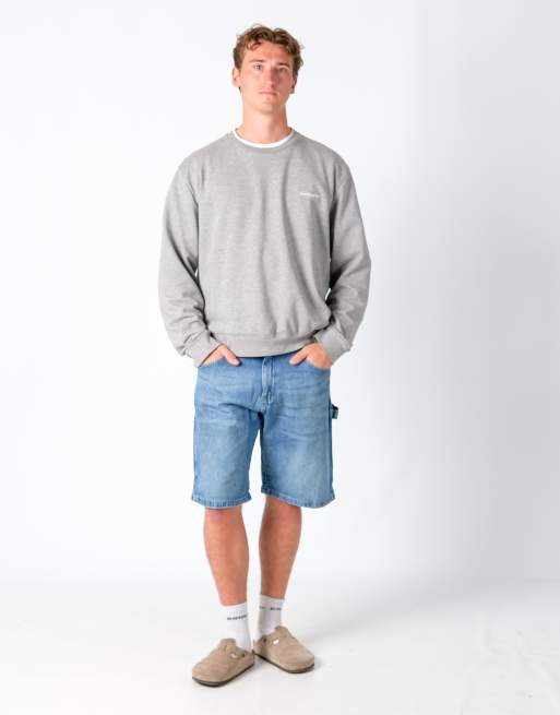 Vintage Wrangler 34x21 Denim Carpenter Baggy Jorts Shorts Light Blue
