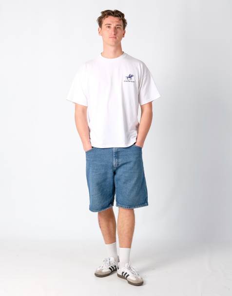 Vintage Wrangler 34x21 Denim Jorts Shorts Blue - view 1