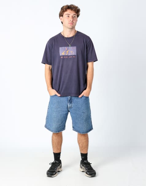 Vintage Wrangler 34x21 denim jorts shorts blue - view 1