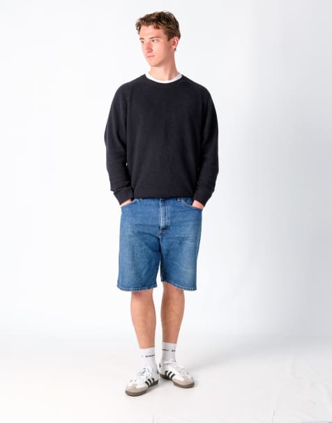 Vintage Wrangler 34x21 Denim Jorts Shorts Navy Blue - view 1