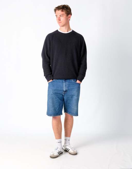 Vintage Wrangler 34x21 Denim Jorts Shorts Navy Blue