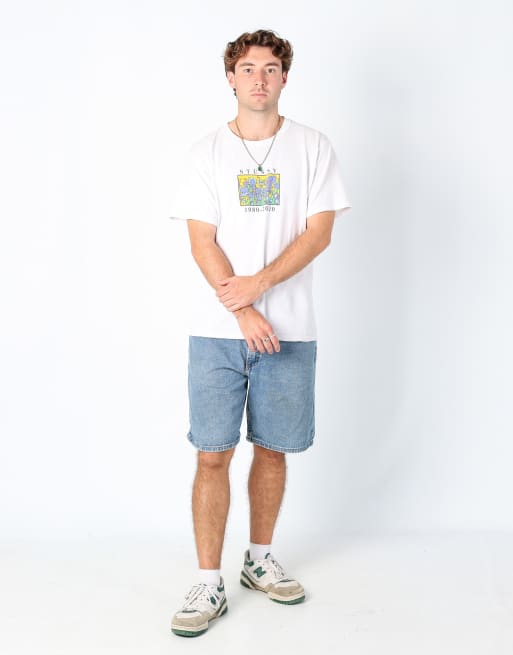 Vintage Wrangler 34x21 denim shorts in light blue