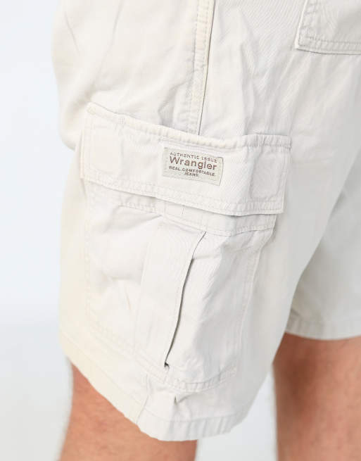 Vintage Wrangler 34x22 canvas cargo shorts in cream, 4 of 4