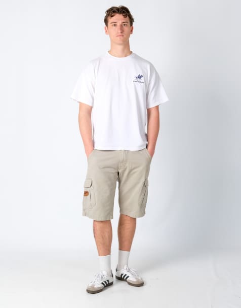 Vintage Wrangler 34x22 Canvas Carpenter Baggy Shorts Beige - view 1