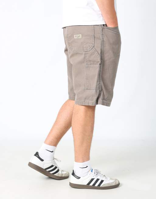 Vintage Wrangler 34x22 canvas carpenter baggy shorts in brown, 2 of 4