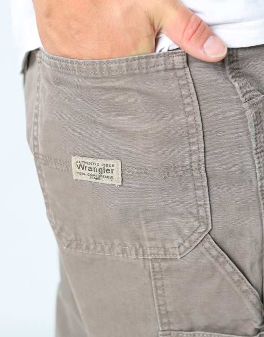 Vintage Wrangler 34x22 canvas carpenter baggy shorts in brown, 4 of 4