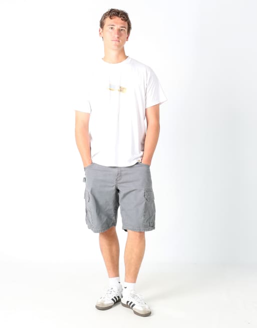 Vintage Wrangler 34x22 canvas carpenter baggy shorts in charcoal grey, 2 of 4
