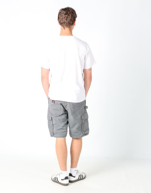 Vintage Wrangler 34x22 canvas carpenter baggy shorts in charcoal grey, 3 of 4