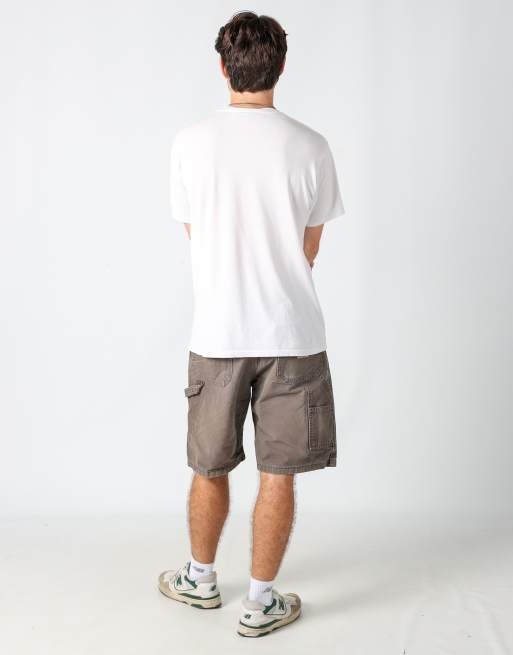 Vintage Wrangler 34x22 canvas carpenter baggy shorts in charcoal grey, 3 of 4