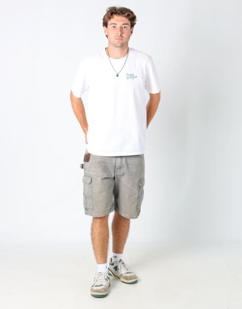 Vintage Wrangler 34x22 canvas carpenter baggy shorts in grey - view 1