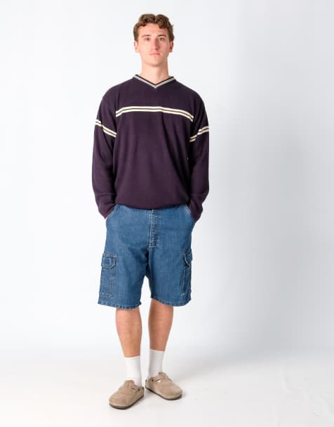 Vintage Wrangler 34x22 Denim Carpenter Baggy Jorts Shorts Blue - view 1