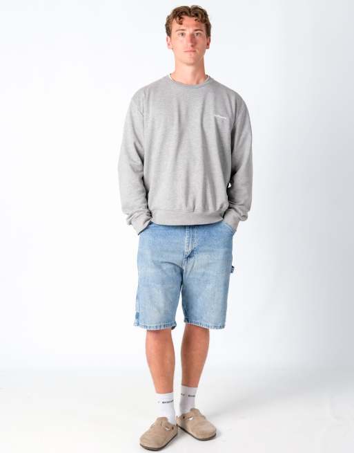 Vintage Wrangler 34x22 Denim Carpenter Baggy Jorts Shorts Light Blue