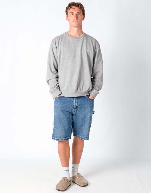 Vintage Wrangler 34x22 Denim Carpenter Baggy Jorts Shorts Light Blue