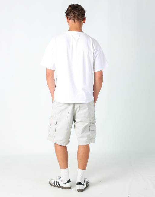 Vintage Wrangler 34x23 canvas carpenter baggy shorts in tan, 3 of 4