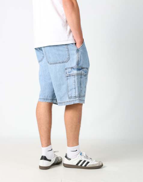 Vintage Wrangler 34x23 denim carpenter baggy jorts shorts in light blue - view 1