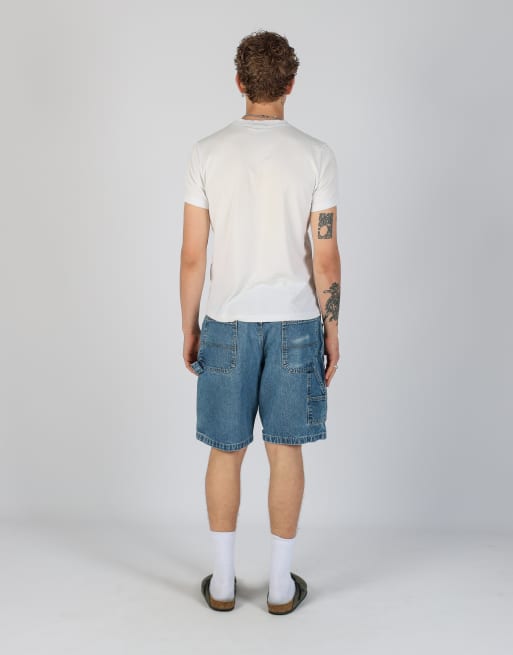 Vintage Wrangler 34x23 denim carpenter baggy jorts shorts in light blue, 3 of 4